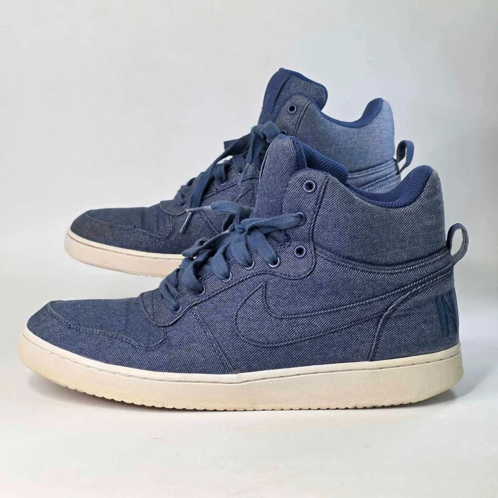 Nike Court Borough Mid Blue Denim High Top Sneakers Shoes 844884-400 Men's 11.5